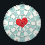 RED HEART Aqua And White Dartboard<br><div class="desc">RED HEART Aqua And White Dart Board</div>