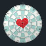 RED HEART Aqua And White Dartboard<br><div class="desc">RED HEART Aqua And White Dart Board</div>