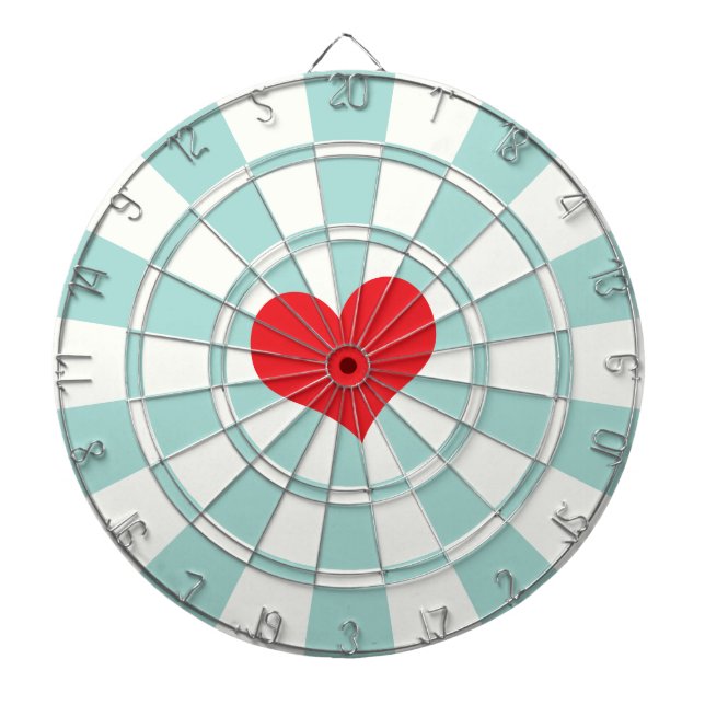 RED HEART Aqua And White Dartboard (Front)