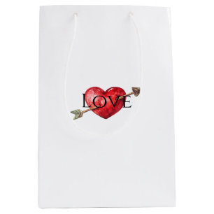 Red Heart Arrow Love  Medium Gift Bag