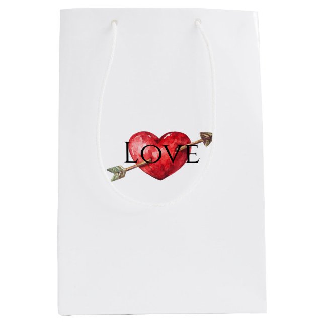 Red Heart Arrow Love  Medium Gift Bag (Front)