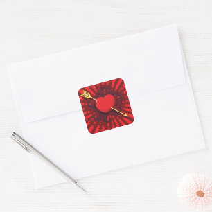 Red Heart Arrow Square Sticker