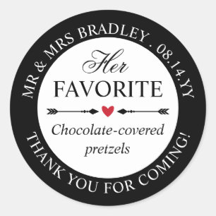 Red Heart Arrows Her Favorite Wedding Candy Favor Classic Round Sticker