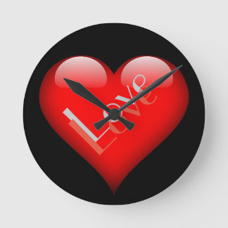 Red Heart Attractive Parisian Love Wedding Round Clock
