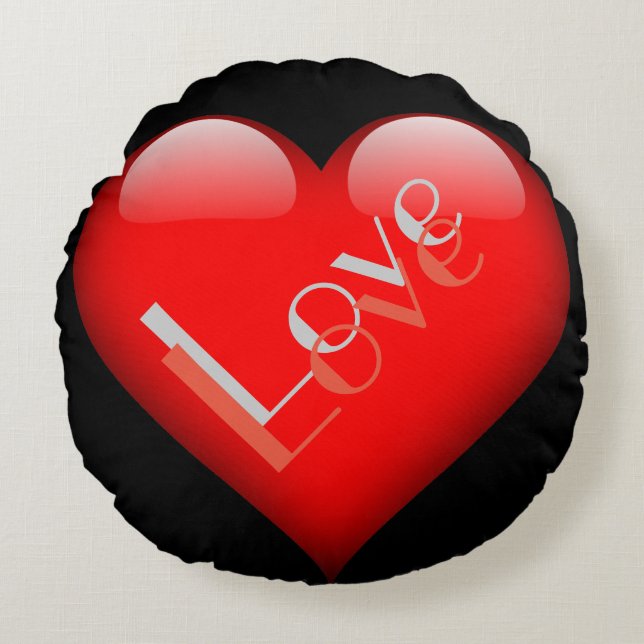 Red Heart Attractive Parisian Love Wedding Round Cushion (Front)