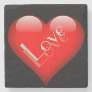 Red Heart Attractive Parisian Love Wedding Stone Coaster