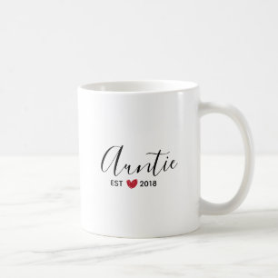 Red Heart Auntie Established Year Coffee Mug