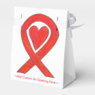 Red Heart Awareness Ribbon Art Party Favour Box
