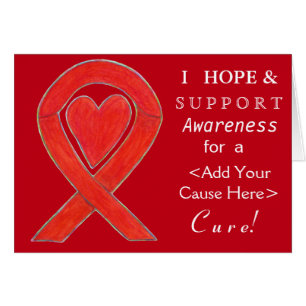 Red Heart Awareness Ribbon Custom Cause Note Cards