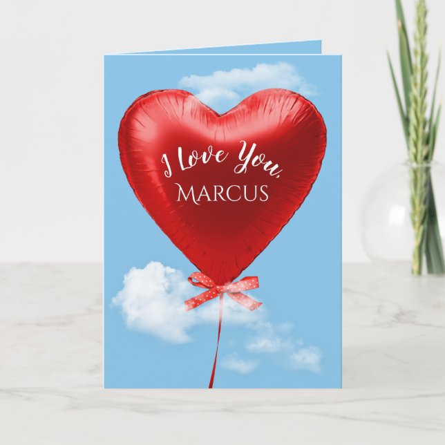Red Heart Balloon for anniversary Card (Front)
