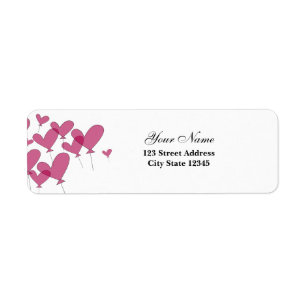 Red heart balloon return address labels