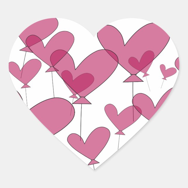 Red heart balloon wedding stickers | sealers (Front)