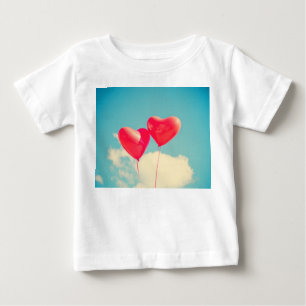 Red Heart Balloons Against Cloudy Sky Baby T-Shirt