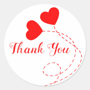 Red Heart Balloons Bridal Shower Wedding Thank You Classic Round Sticker