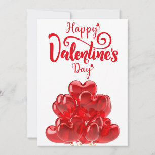 Red Heart Balloons for Valentine's Day Invitation