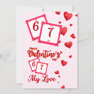 Red Heart Balloons Happy Valentine's Day My Love Holiday Card