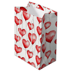 Red heart balloons  medium gift bag