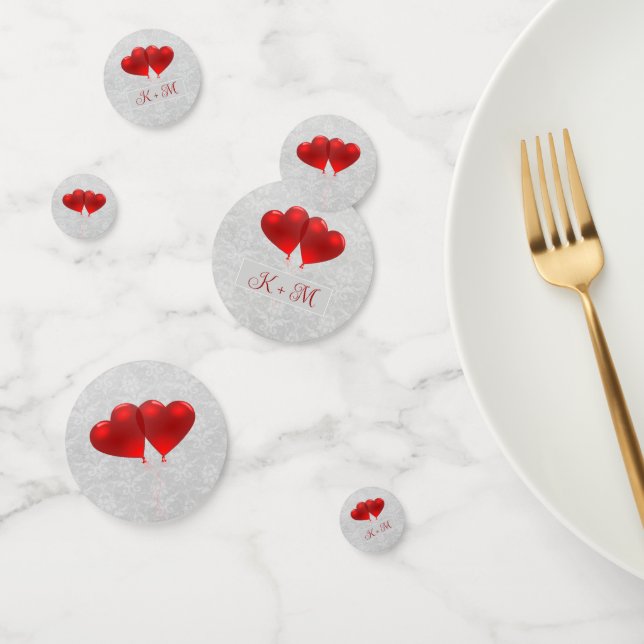 Red Heart Balloons Wedding Confetti (Group)