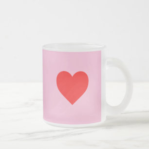 Red Heart Beat Pastel Pink Frosted Glass Coffee Mug