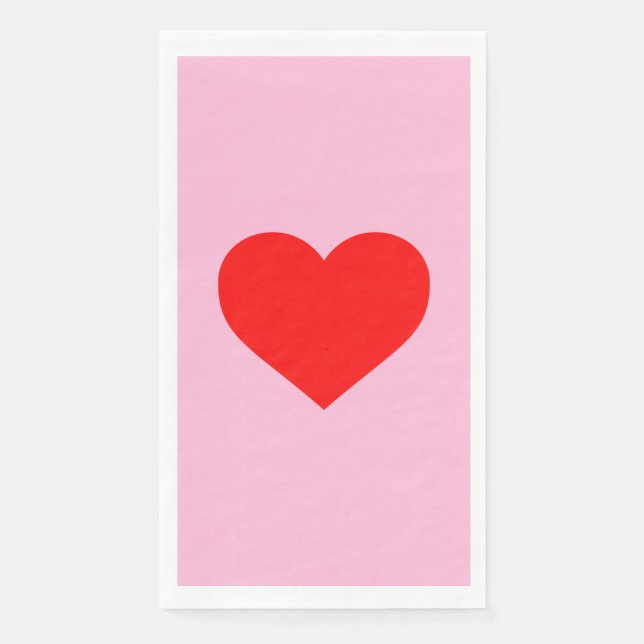 Red Heart Beat Pastel Pink Napkin (Front)