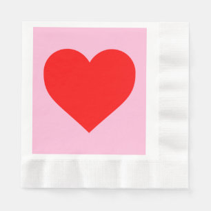Red Heart Beat Pastel Pink Napkin