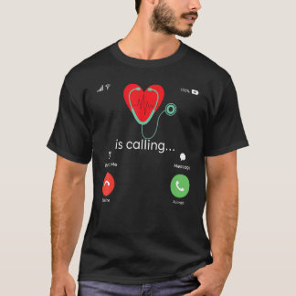Red Heart Beating Cardiac Nurse Heart Stethoscope  T-Shirt