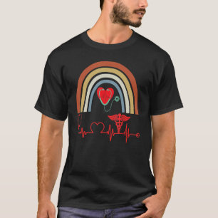 Red Heart Beating Cardiac Nurse Heart Stethoscope T-Shirt