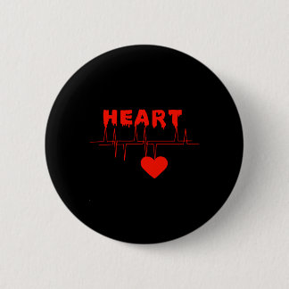 Red heart beats 6 cm round badge