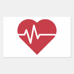 Red Heart Beats Rectangular Sticker