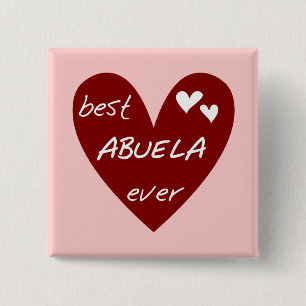 Red Heart Best Abuela Ever T-shirts and Gifts 15 Cm Square Badge
