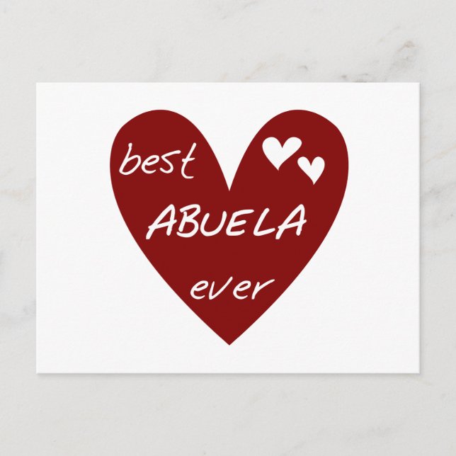 Red Heart Best Abuela Ever T-shirts and Gifts Postcard (Front)