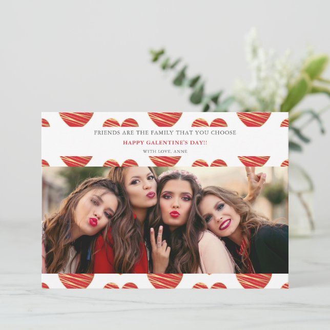 Red Heart Best Friends Photo Happy Galentine's (Standing Front)