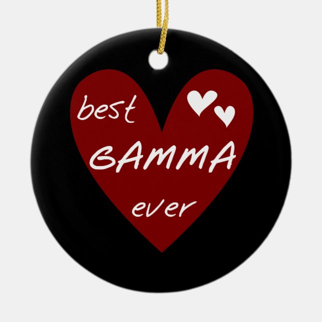 Red Heart Best Gamma Ever Tshirts and Gifts Ceramic Tree Decoration (Front)
