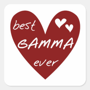 Red Heart Best Gamma Ever Tshirts and Gifts Square Sticker