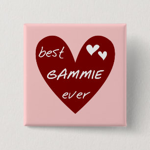 Red Heart Best Gammie Ever Tshirts and Gifts 15 Cm Square Badge