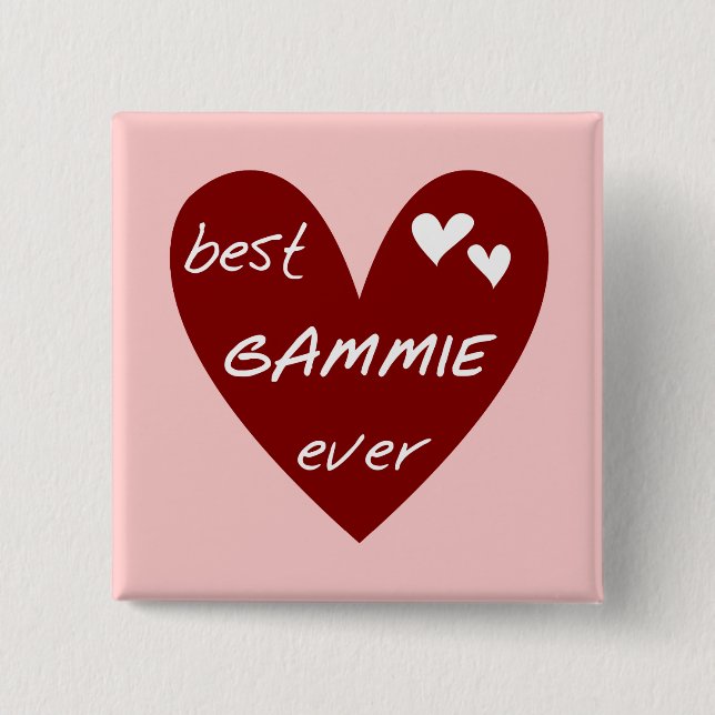 Red Heart Best Gammie Ever Tshirts and Gifts 15 Cm Square Badge (Front)