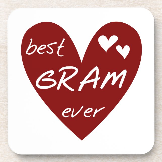Red Heart Best Gram Ever Gifts Coaster (Front)