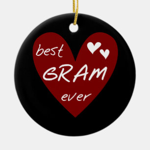 Red Heart Best Gram Ever Tshirts and Gifts Ceramic Tree Decoration