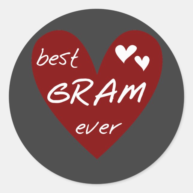 Red Heart Best Gram Ever Tshirts and Gifts Classic Round Sticker (Front)