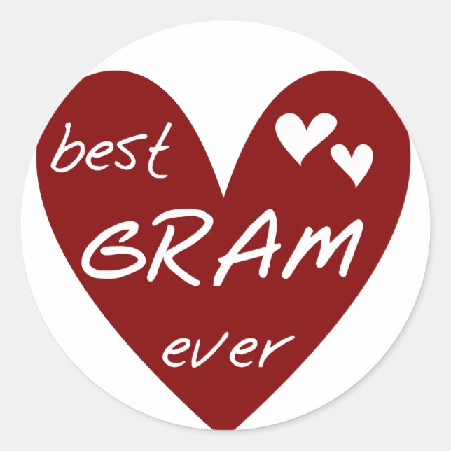 Red Heart Best Gram Ever Tshirts and Gifts Classic Round Sticker (Front)