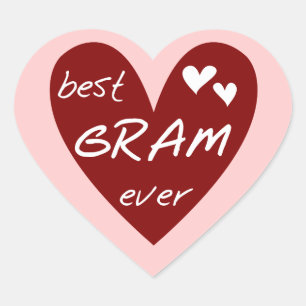 Red Heart Best Gram Ever Tshirts and Gifts Heart Sticker