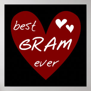 Red Heart Best Gram Ever Tshirts and Gifts Poster