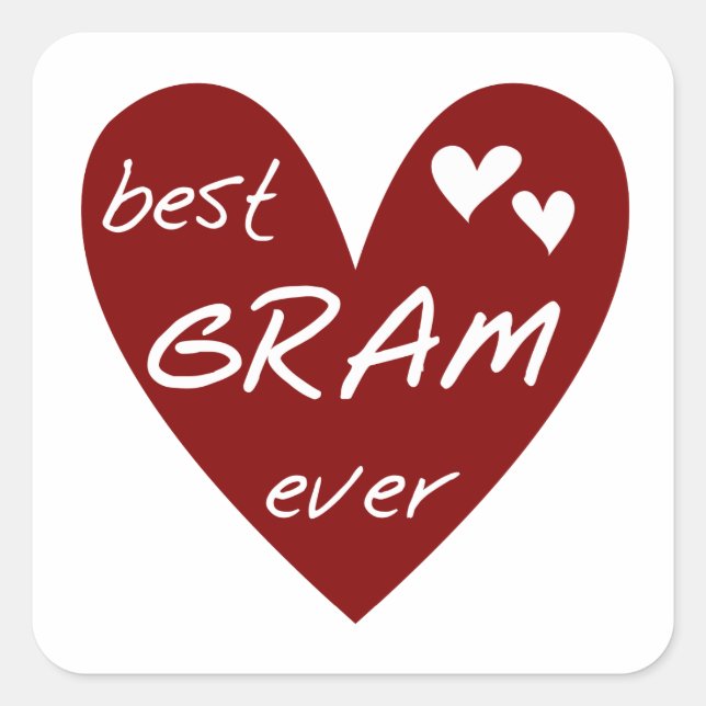 Red Heart Best Gram Ever Tshirts and Gifts Square Sticker (Front)