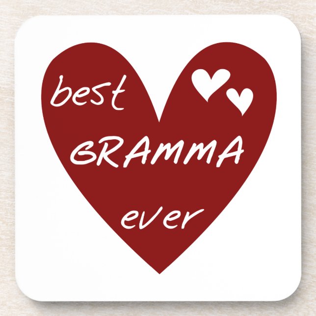 Red Heart Best Gramma Ever Gifts Coaster (Front)
