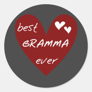 Red Heart Best Gramma Ever T-shirts and Gifts Classic Round Sticker