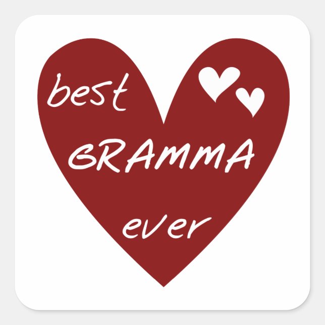 Red Heart Best Gramma Ever T-shirts and Gifts Square Sticker (Front)