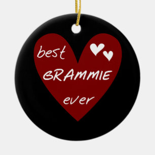 Red Heart Best Grammie Ever T-shirts and Gifts Ceramic Tree Decoration