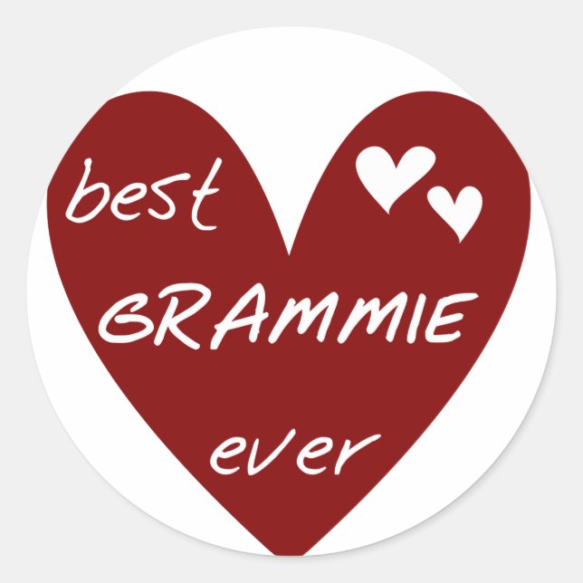 Red Heart Best Grammie Ever T-shirts and Gifts Classic Round Sticker (Front)