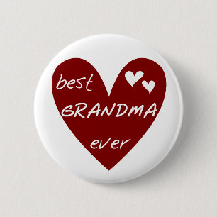 Red Heart Best Grandma Ever T-shirts and Gifts 6 Cm Round Badge