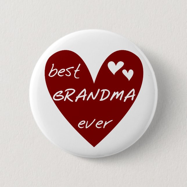 Red Heart Best Grandma Ever T-shirts and Gifts 6 Cm Round Badge (Front)